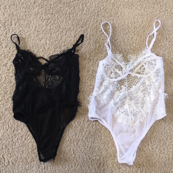 White Lace & Mesh One-Piece Bodysuit - Picture 7 of 7